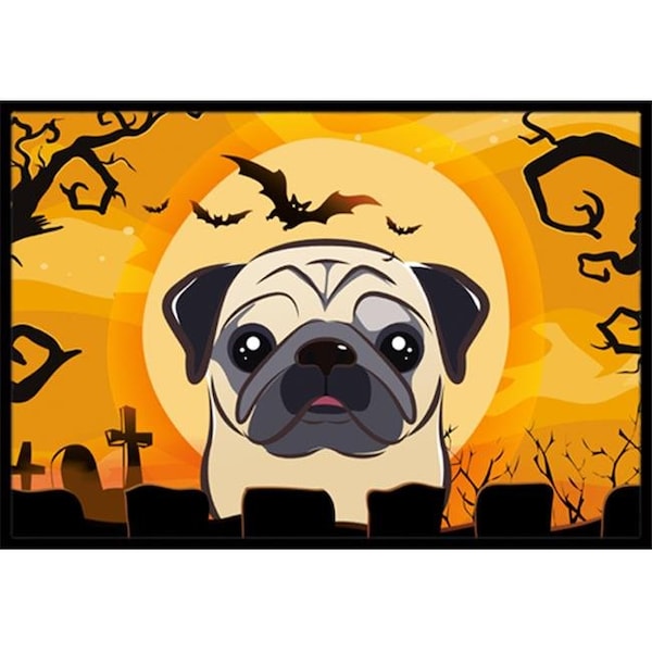 Carolines Treasures BB1820MAT Halloween Fawn Pug Indoor & Outdoor Mat; 18 x 27 in. BB1820MAT - main